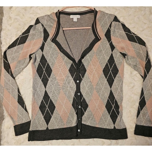 Charter Club Cardigan Preppy Style Pink and Gray Women's Size Medium - Picture 3 of 10